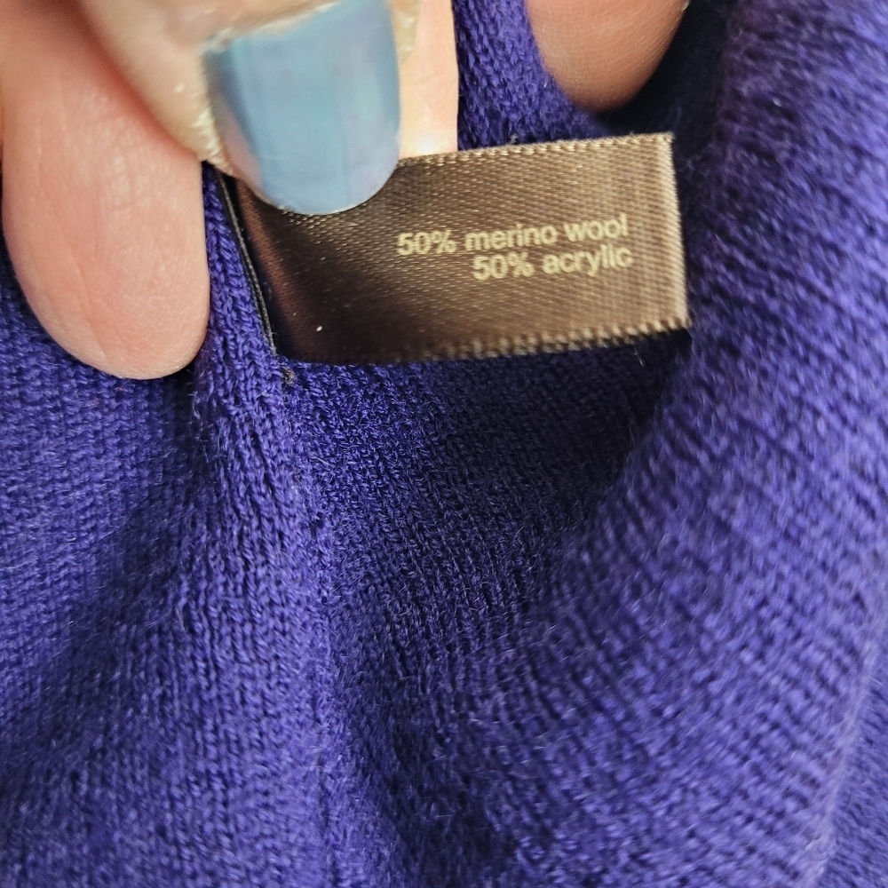 The Limited Deep Purple Crossover Wool Blend Fitted Lightweight Sweater Cozy L - Picture 9 of 10